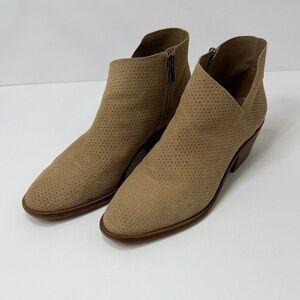 Vince Camuto Tan Perforated Ankle Boots